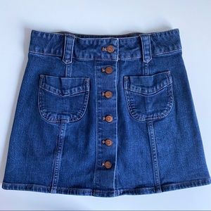 Madewell A-Line Denim Button Mini Skirt Indigo